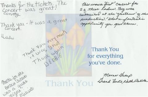 Thank you note from the Mom's Group -- Grand Forks, ND